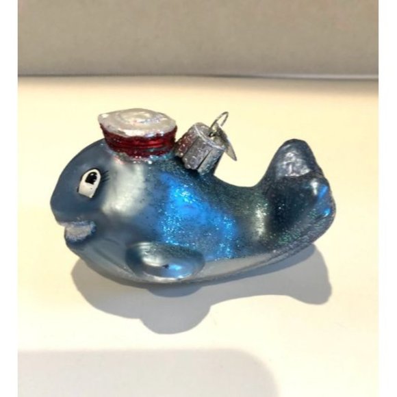 Wally The Whale with Sailor Cap Retired Old World Christmas Ornament - Picture 3 of 7